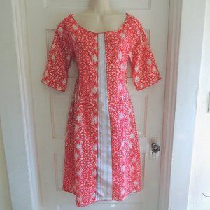 Kara-Line Red & White Batik Style Cotton Dress Beach Cover OS *Fits M